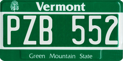 VT license plate PZB552