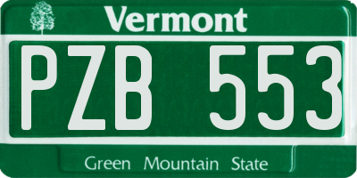 VT license plate PZB553