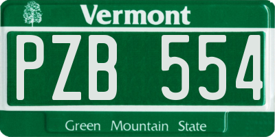 VT license plate PZB554