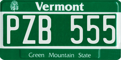 VT license plate PZB555