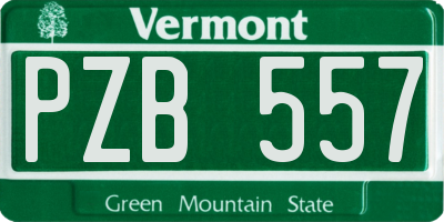 VT license plate PZB557