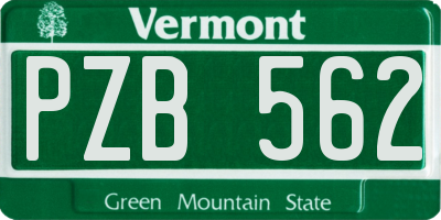 VT license plate PZB562