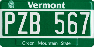 VT license plate PZB567