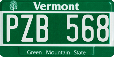 VT license plate PZB568