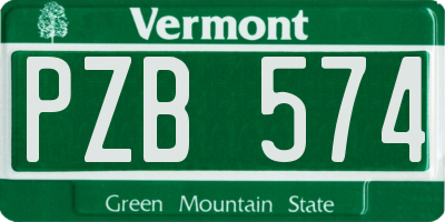 VT license plate PZB574