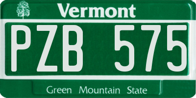 VT license plate PZB575