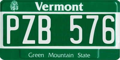 VT license plate PZB576