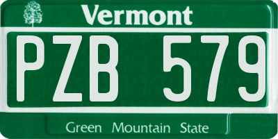 VT license plate PZB579
