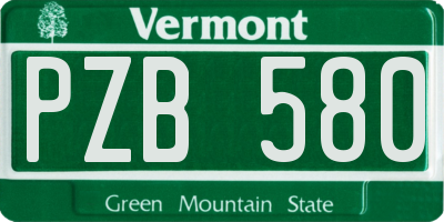 VT license plate PZB580