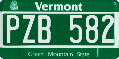 VT license plate PZB582