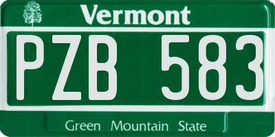 VT license plate PZB583