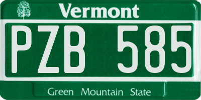 VT license plate PZB585