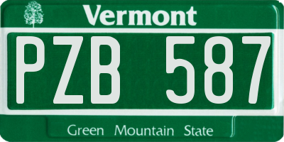 VT license plate PZB587