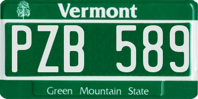 VT license plate PZB589