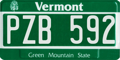VT license plate PZB592