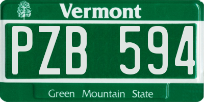 VT license plate PZB594