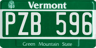 VT license plate PZB596