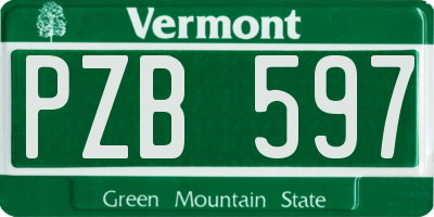 VT license plate PZB597