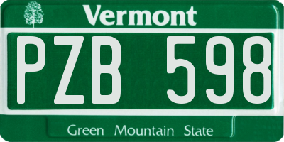 VT license plate PZB598