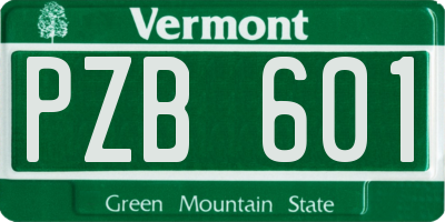 VT license plate PZB601