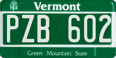 VT license plate PZB602