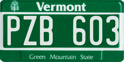 VT license plate PZB603