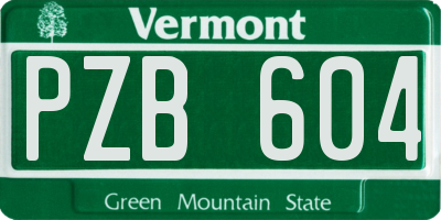 VT license plate PZB604