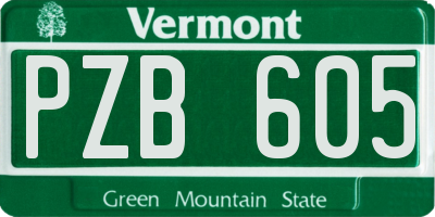 VT license plate PZB605