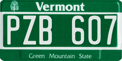 VT license plate PZB607