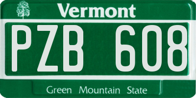 VT license plate PZB608