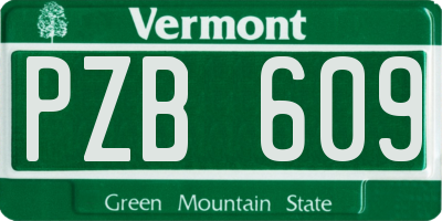 VT license plate PZB609