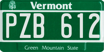 VT license plate PZB612