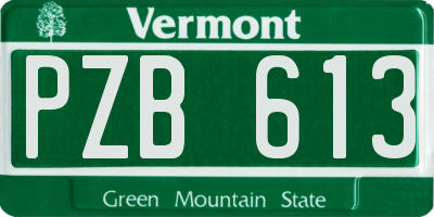 VT license plate PZB613