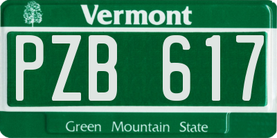VT license plate PZB617