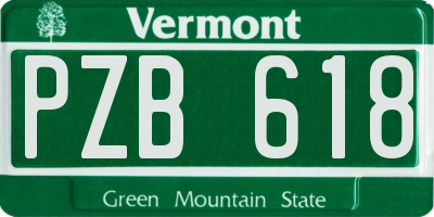 VT license plate PZB618