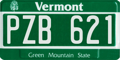 VT license plate PZB621