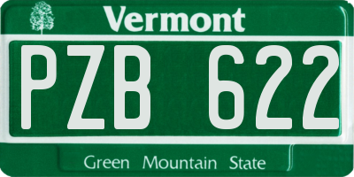 VT license plate PZB622