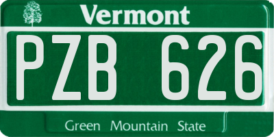 VT license plate PZB626