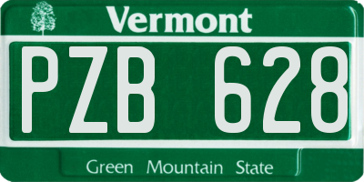 VT license plate PZB628
