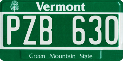 VT license plate PZB630