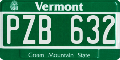 VT license plate PZB632