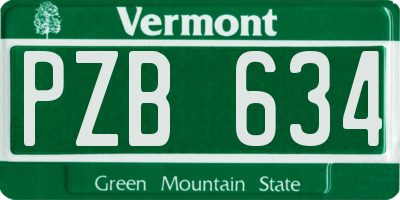 VT license plate PZB634