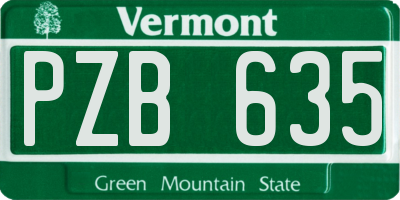VT license plate PZB635