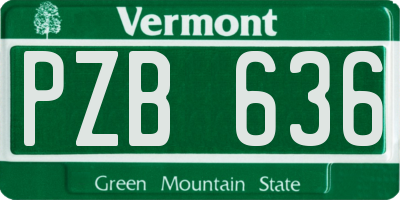 VT license plate PZB636