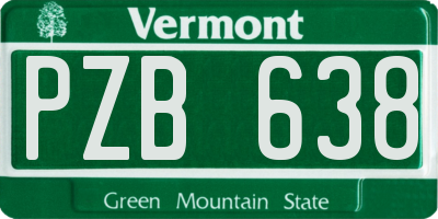 VT license plate PZB638
