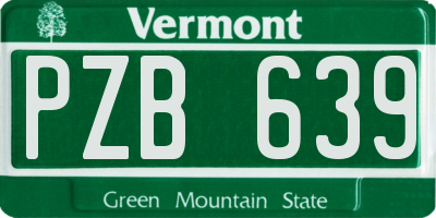 VT license plate PZB639