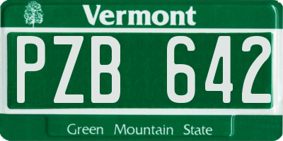 VT license plate PZB642