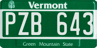 VT license plate PZB643