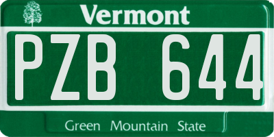 VT license plate PZB644