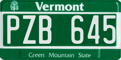 VT license plate PZB645